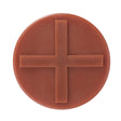 A round, brown item featuring a raised cross pattern in the center, exuding the rugged durability characteristic of an AGCO | Padding - 4374007M1 by AGCO.