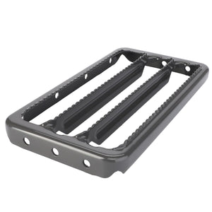 The AGCO Step - 411501170290, a grey rectangular metal step plate by AGCO, features three raised ridges and multiple mounting holes, making it ideal for a Fendt Vario.