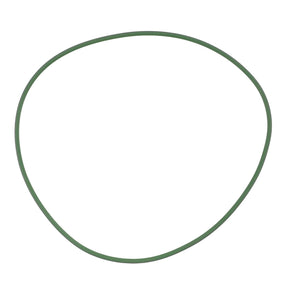 An AGCO | O-Ring - Acp0346890, a green rubber band by AGCO, is viewed from above on a plain white background, taking on an irregular, slightly oval shape.