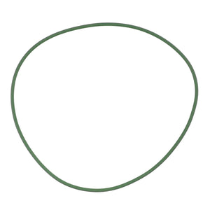 An AGCO | O-Ring - Acp0346890, a green rubber band by AGCO, is viewed from above on a plain white background, taking on an irregular, slightly oval shape.