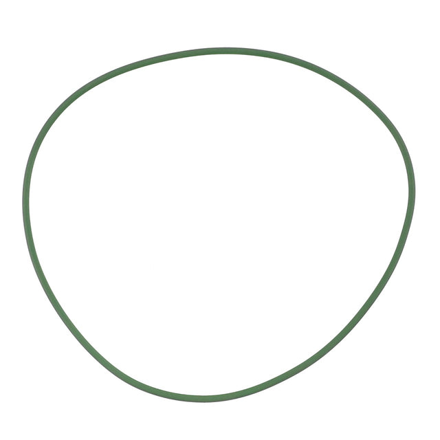 An AGCO | O-Ring - Acp0346890, a green rubber band by AGCO, is viewed from above on a plain white background, taking on an irregular, slightly oval shape.