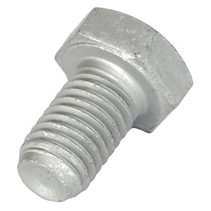 Close-up of the AGCO Hexagonal Bolt - Acw1044730, featuring a silver metal body with a hexagonal head and threaded design, viewed from an angle.