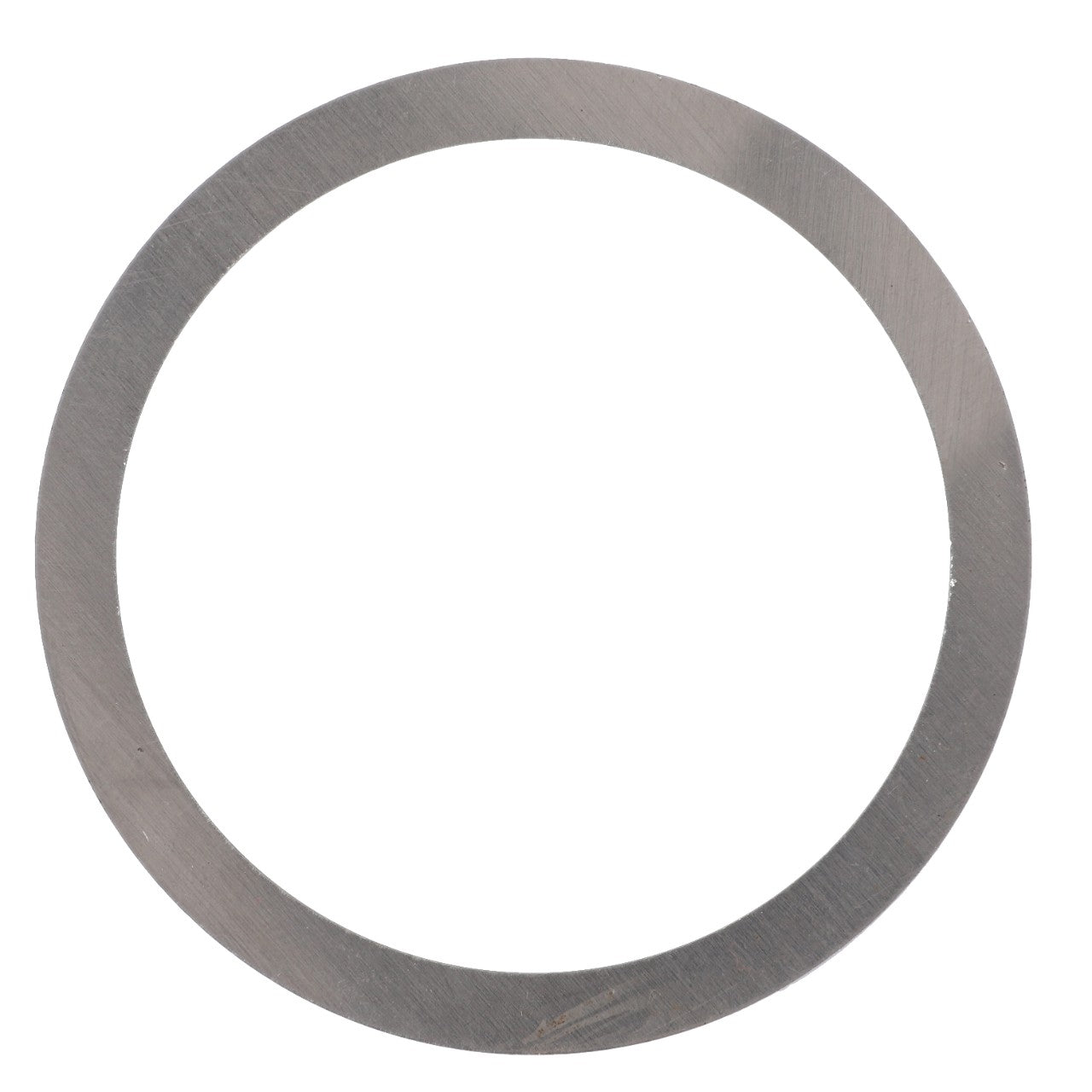 An AGCO Adjusting Shim (3791076M2) with a metallic circular shape, featuring a smooth surface and a central hole, compatible with various Massey Ferguson models.