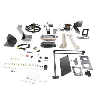 A collection of metal brackets, electronic components, cables, fasteners, and a user manual from the AGCO Telemetry Terminal Kit - Acw0763170 is arranged on a white background. No current product description information is available.