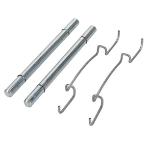 Two AGCO SPRING - D46140031 metal rods and two S-shaped hooks are placed side by side on a white background, creating a streamlined product display for the AGCO brand.