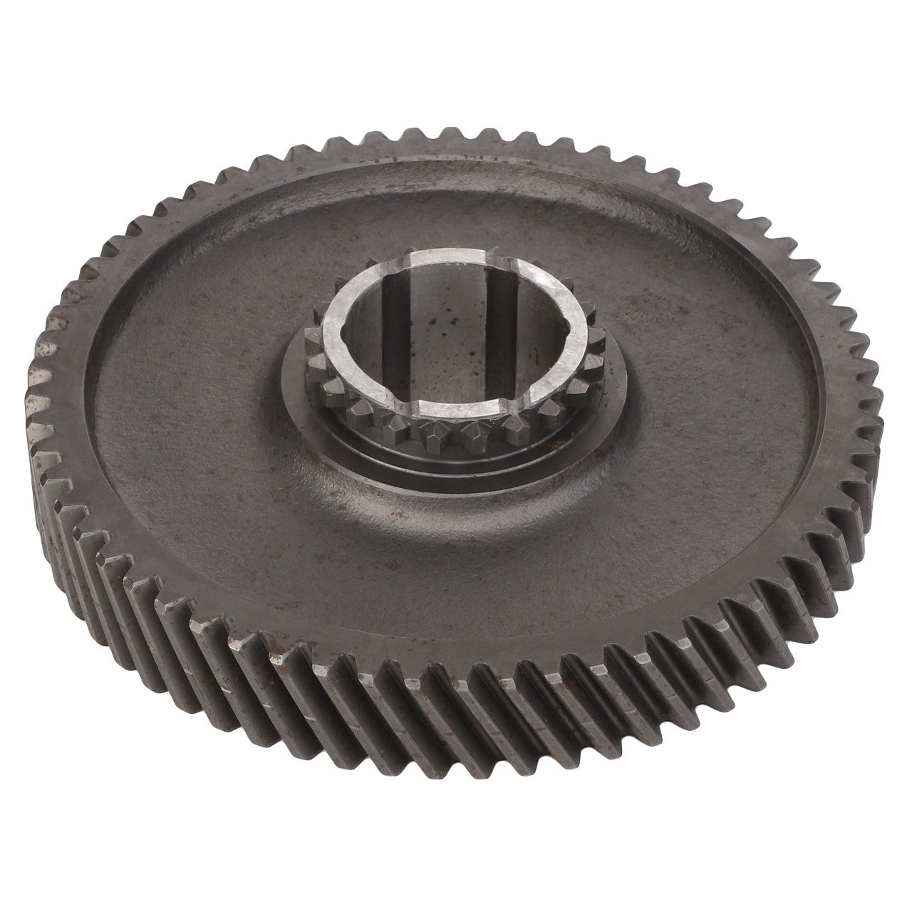 A finely crafted AGCO | Helical Gear - Acw1715530 with evenly spaced teeth and a central hole, viewed from an oblique angle.