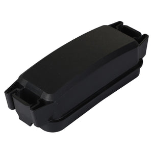 AGCO | COVER - ACP0239940 by AGCO: A black, rectangular plastic casing with two built-in clips on the sides, perfect for secure and streamlined use.