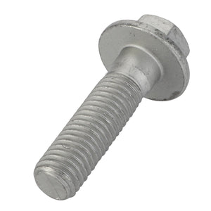 A close-up image of the AGCO Hex Flange Head Machine Screw - Acw1040940, featuring a silver hex bolt with a threaded shaft and an integrated washer under the hex head.