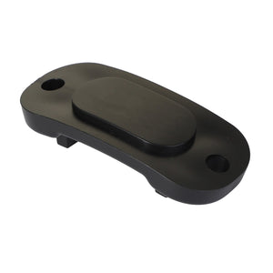 The AGCO Plug - Acp0129210 is a sleek black, oval-shaped plastic device featuring two screw holes on either side and a raised central section. No current product description available.