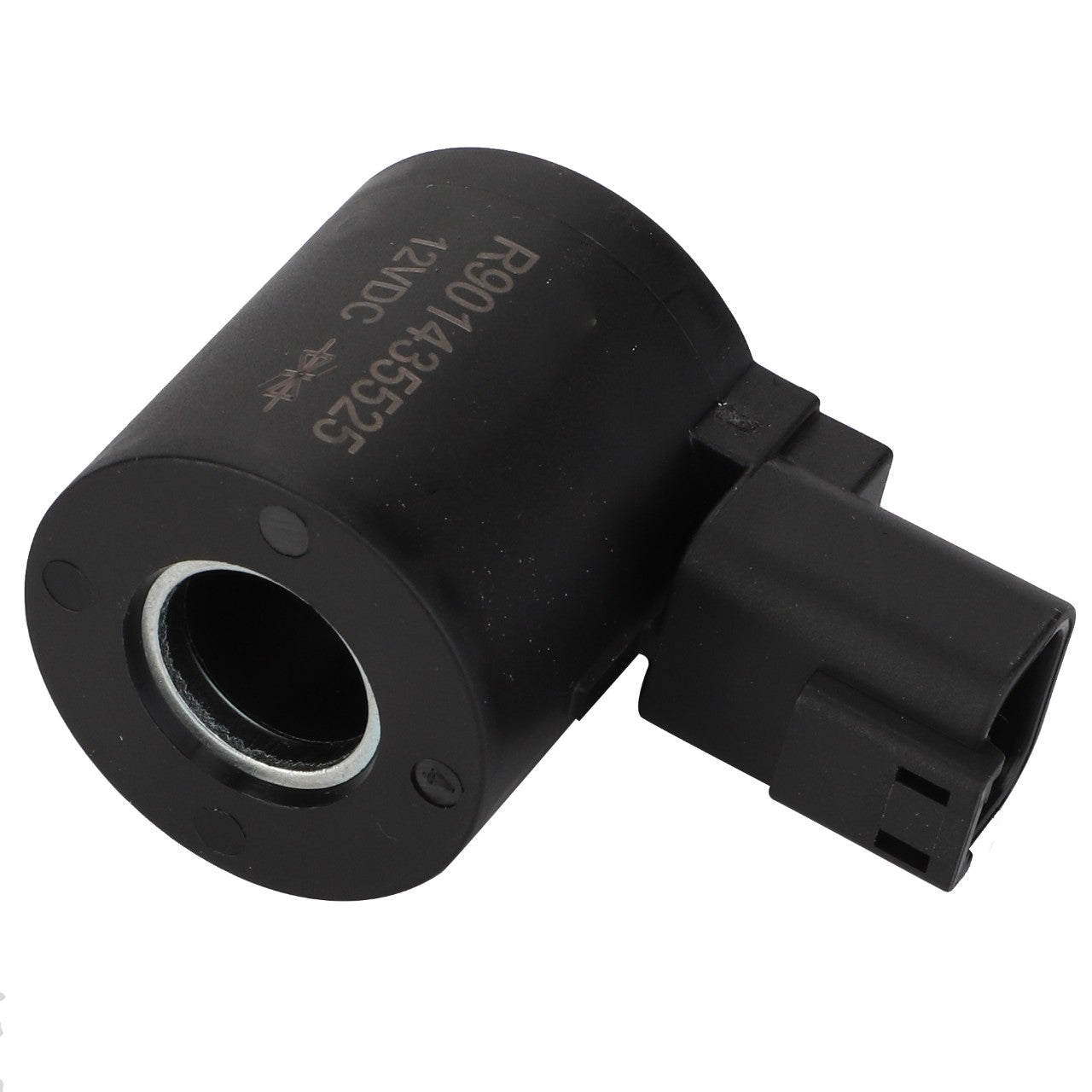 A black cylindrical automotive solenoid valve, model AGCO | Coil - Acw2292920, with a connector plug and marked with "12VDC" along with other technical specifications from the AGCO brand. No current product description information is available.