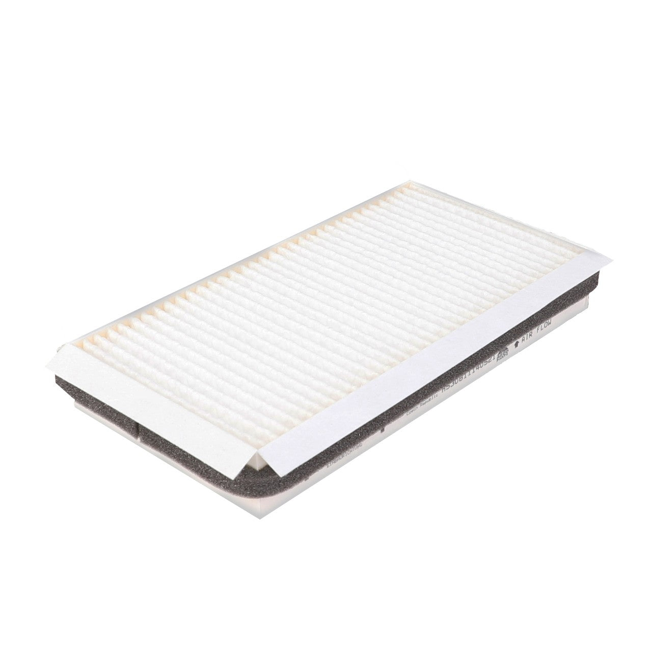 The AGCO Cab Filter Cartridge - H530811140521 is a rectangular air filter with a white mesh surface and a black foam border, ideal for superior air circulation prevention.