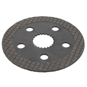 The AGCO Brake Disc - Acp0420620 is a round metal friction plate featuring a grid pattern, five holes, and a central gear-like hole designed for mechanical or automotive applications. Perfect for inclusion in braking systems, this product meets the high-quality standards associated with Genuine AGCO Parts.