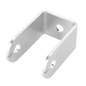 No current product description is available for the AGCO Bracket - Acp0297520, a metal U-shaped hinge bracket featuring three holes: one on the back and two on each side.