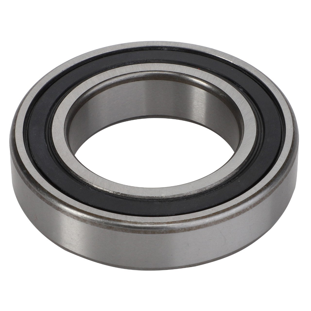 A close-up of the AGCO | Ball Bearing - 0922-12-48-00, featuring an inner and outer ring along with a rubber seal, engineered by AGCO to handle radial and axial loads while minimizing rotational friction.