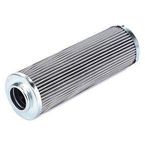 The AGCO Hydraulic Filter Cartridge - 3540378M1 is a cylindrical metal cartridge with a mesh surface and flat circular ends, ideal for protecting sensitive hydraulic components.