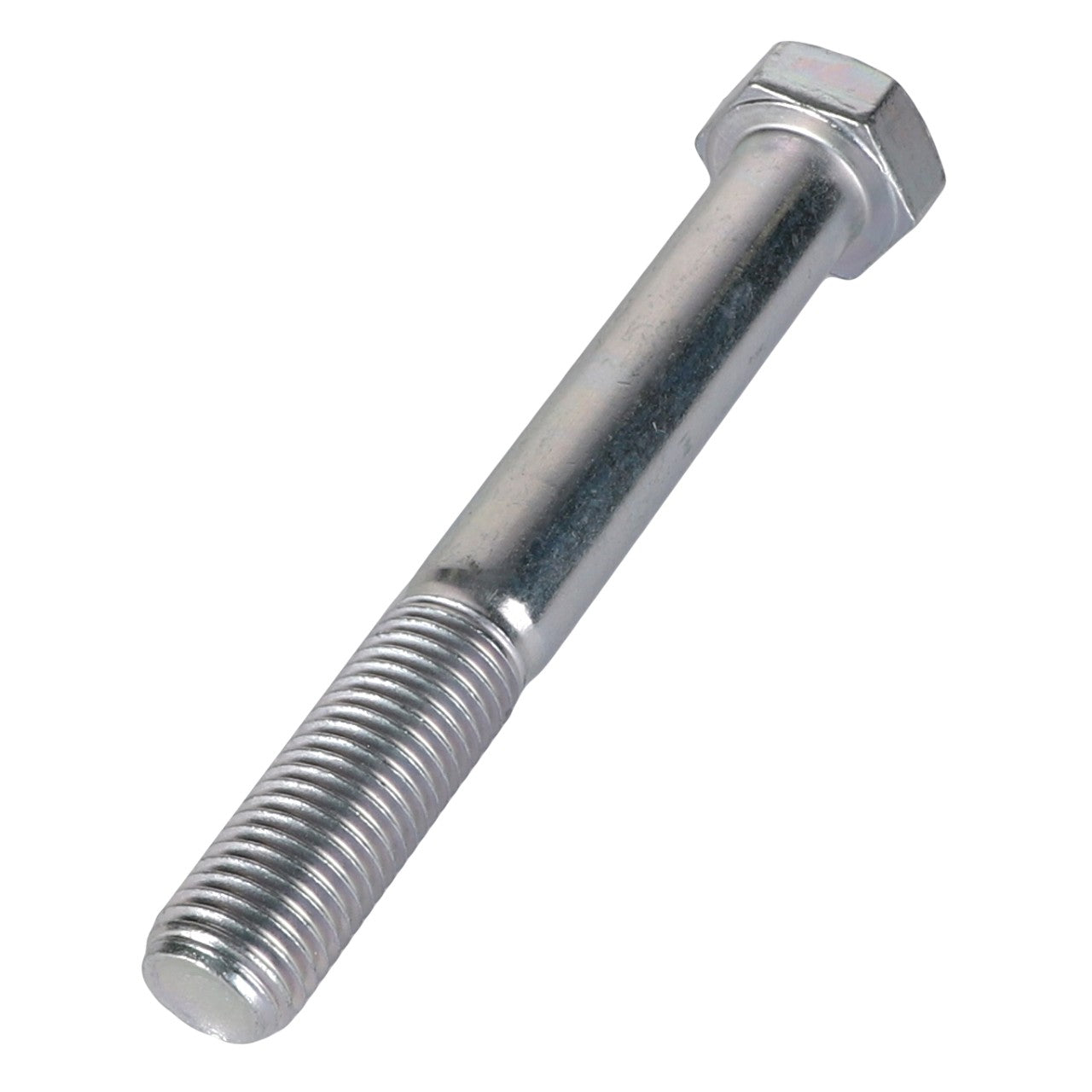 A close-up image of the **AGCO Hexagonal Head Bolt - 3008563X1** with a partially threaded shank, made of shiny metal. No product description available.