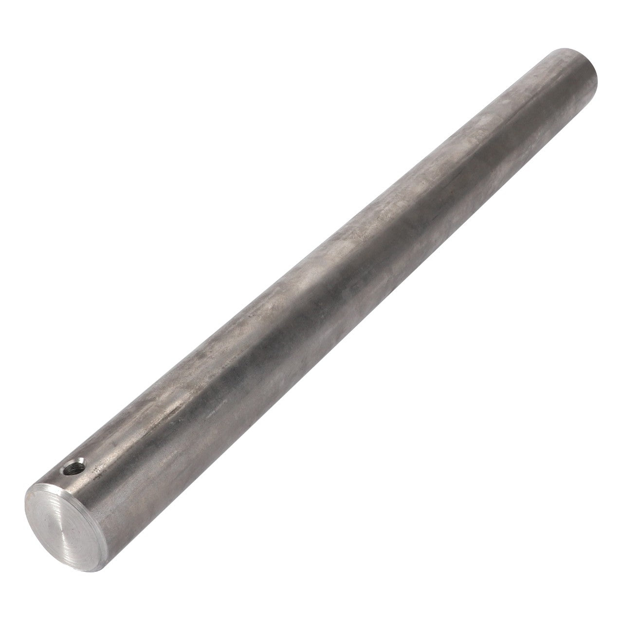 A cylindrical metal rod with a smooth surface, featuring a small hole near one end. Product Name: AGCO | SHAFT - D28150587, Brand Name: AGCO. No current product description information is available.