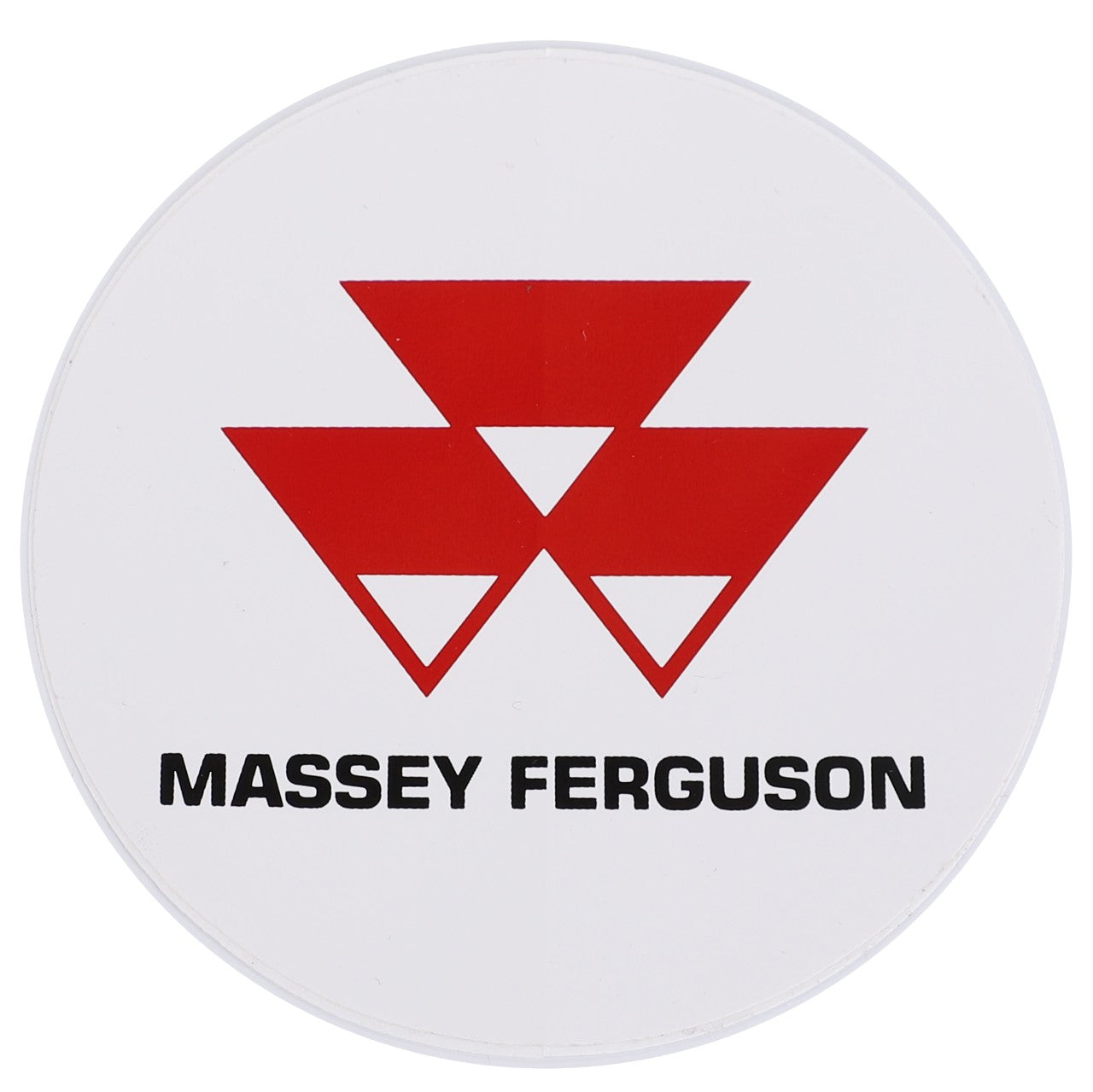 Logo of Massey Ferguson, featured on the AGCO Decal AL11134979, displaying three interlocking red triangles above the text "MASSEY FERGUSON" on a white background, highlighting their dedication to Agricultural Engineering.