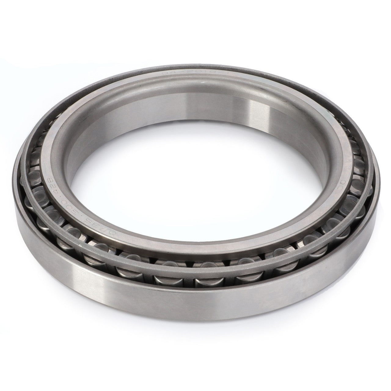 Close-up of the AGCO | Roller Bearing - F514300020260, showcasing its metal construction and inner tapered rolling elements, designed to efficiently manage radial and axial loads.