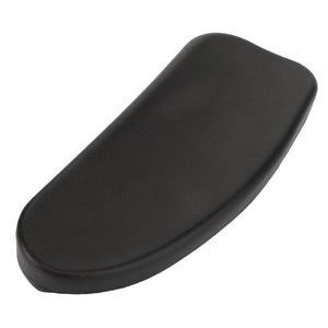 A sleek black, ergonomically shaped armrest cushion designed for office chairs, the AGCO | ARMREST - D28982525 by AGCO is elegantly showcased against a pristine white background.