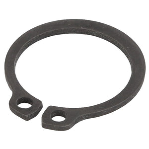 An image of the AGCO | CIRCLIP - D42501600, a black circular snap ring with two small holes at one end. No current product description information is available.