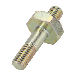 Introducing the AGCO | PLUS POLE - F718202180190, a high-quality metal double-ended threaded stud from AGCO. This component features a hexagonal center flange, with coarse threads on one end and finer threads on the other end.