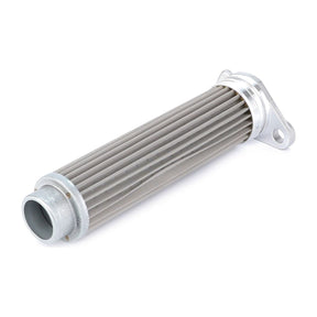 The AGCO hydraulic filter cartridge - 3755328M91 is a cylindrical metal filter with pleated surfaces and a flange at one end, designed to extend the service life of equipment in Massey Ferguson models.
