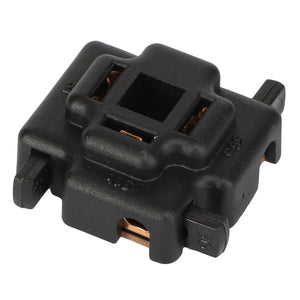 The AGCO | CONNECTOR - AG609486 is a sleek black plastic electrical connector with a central square opening and multiple contact points.