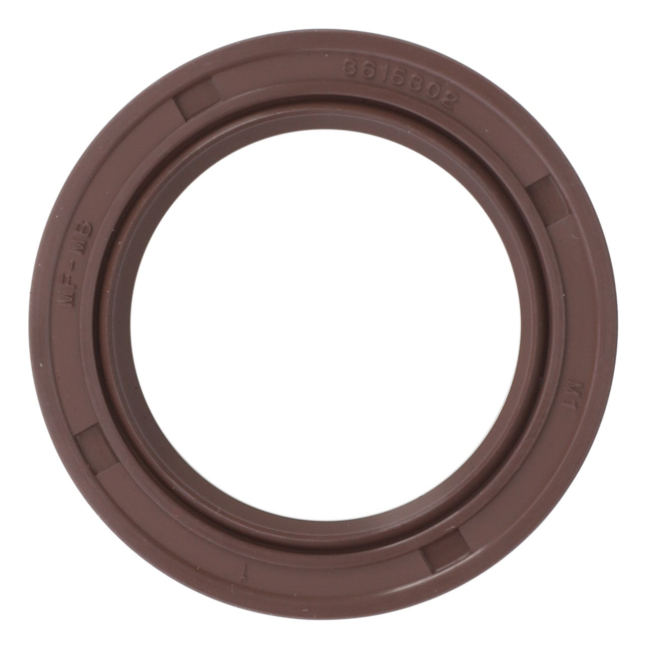 A close-up image of a round brown rubber seal, identified by the numbers "8615002" imprinted on it, commonly used in sealing applications for Valtra models, showcases the AGCO Radial Sealing Ring - 3615302M1.