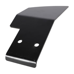 The AGCO SCRAPER - E70392 is a black metal bracket with an angular design and two circular holes. No additional product description information is available at the moment.