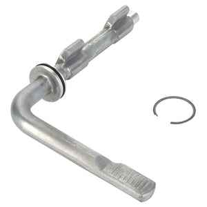 A metal locking latch bolt handle with an attached washer and a separate retaining ring on a plain background. This is the AGCO Lever Kit - Acp0564990 from AGCO. No current product description available.