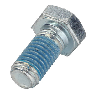 A close-up view of an AGCO Hexagonal Head Bolt, model 0901-30-87-00, featuring a metallic finish and a partially threaded blue-coated shaft, yet no current product description information is available.