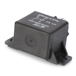 A black rectangular electronic component labeled "AGCO | Relay, 12 V 50 A - V30101000," mounted on a base with two screw holes for attachment.