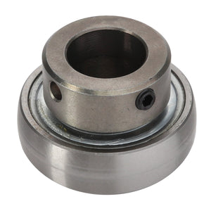 The AGCO Bearing - 056881T1 by AGCO is a metal bearing with a circular design, featuring an outer ring and an inner cylindrical part with two holes on its surface, commonly found in Massey Ferguson models.