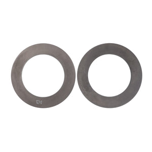 Two metal washers are placed side by side against a white background. One washer is marked with the number "124," reminiscent of precision components found in AGCO's Kit, Washer - 3790124M91.