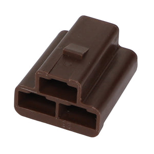 A brown, rectangular plastic connector with three slots for electrical wiring from AGCO—specifically the AGCO | BODY CONNECTOR - AG515171; unfortunately, no current product description information is available.