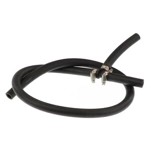 A black rubber AGCO hydraulic hose (model Acw0612120) with metal clamps attached, coiled in a loop. No current product description information is available.