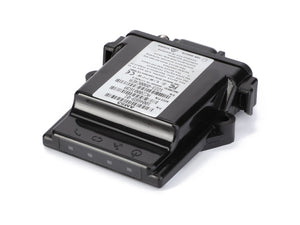 The black electronic device, identified as the AGCO Telemetry Module - ACZ000163A, features labeled components with various text inscriptions and barcodes on a white sticker. Its boxy shape includes connectors on its sides, perfectly suited for integration with AGCO Connect systems.