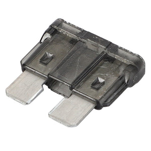 Image of the AGCO | FUSE - AG520140, a standard automotive blade fuse under the AGCO brand, featuring a transparent housing and two metallic prongs that highlight its simple yet essential design.