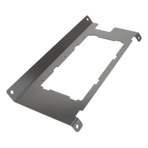 Product Description: The AGCO Bracket - Acw1979050 is a flat, rectangular metal bracket featuring a central cutout and mounting holes at each corner.