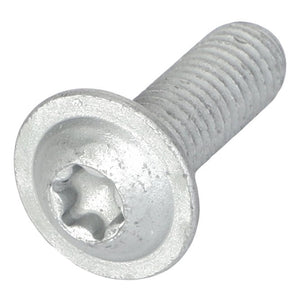 Close-up image of the AGCO Button Head Screw - Acw1066380 in silver with a flat head and star-shaped drive. Please note there is no current product information available.