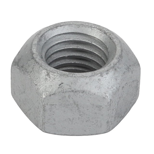 A close-up of the AGCO Hex Top Lock Nut - Acw9159630, highlighting its threaded interior and precise craftsmanship. No current product description information is available.