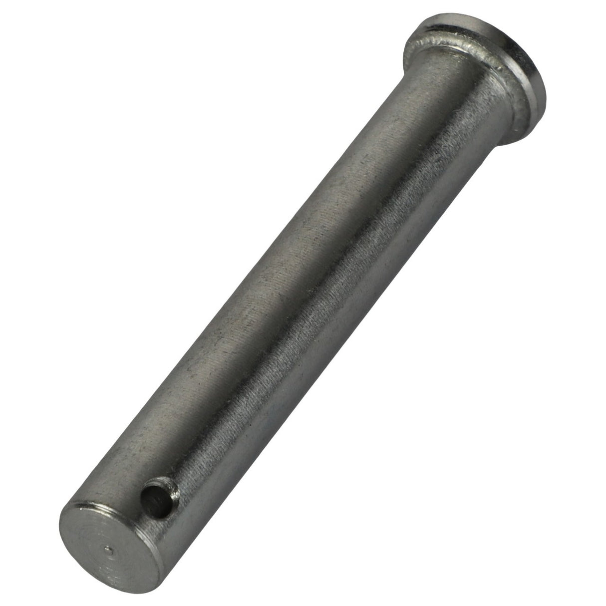 The AGCO LOCKING PIN - ACP0410480 is a metal cylindrical pin with a flat head and a single hole near one end. For any questions before ordering, please contact support.