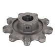 An AGCO Return Elevator Auger Sprocket (D28560008), crafted from metal and featuring eight equally spaced teeth with a central hole, designed to ensure optimal torque transmission and chain movement in mechanical systems.