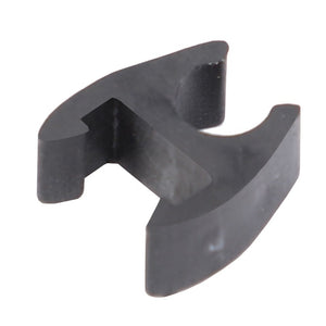 The AGCO | MOUNT - V30637400, by AGCO, is a sleek black clip crafted from metal or plastic featuring a curved, open design and a flat surface.