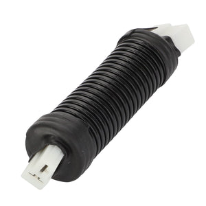 The AGCO Resistor - D28782727 is a coiled black plastic component with connectors at both ends, essential for operating safety. As part of AGCO Parts Genuine Electrics, it ensures top-quality electrical performance.