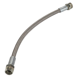 Introducing the AGCO | Hydr. Hose - Acw052930A by AGCO, a flexible metal hose pipe equipped with threaded connectors at both ends, perfect for plumbing or industrial applications.