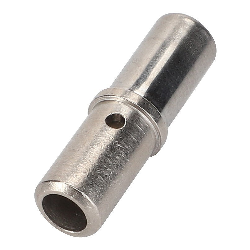 Introducing the AGCO Socket - 0971-31-80-00, a metal cylindrical pin featuring a small hole in the middle and a smooth, polished surface. This component is perfect for applications requiring reliable parts, such as those used in Massey Ferguson or Fendt machinery.