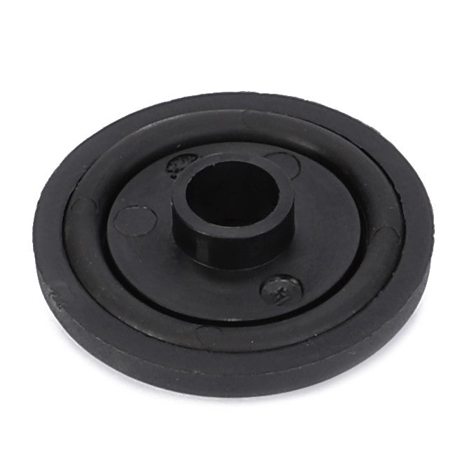 A black plastic circular component named "AGCO | Seal - 4276445M1" with a central hole and a slightly raised inner ring, compatible with Massey Ferguson Models and featuring Fendt Fitment Information.