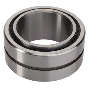 The AGCO Needle Roller Bearing - Lm04104976 by AGCO is a metallic cylindrical bearing that features an inner and outer ring separated by needle rollers to reduce friction in mechanical systems, with a shiny, smooth surface.